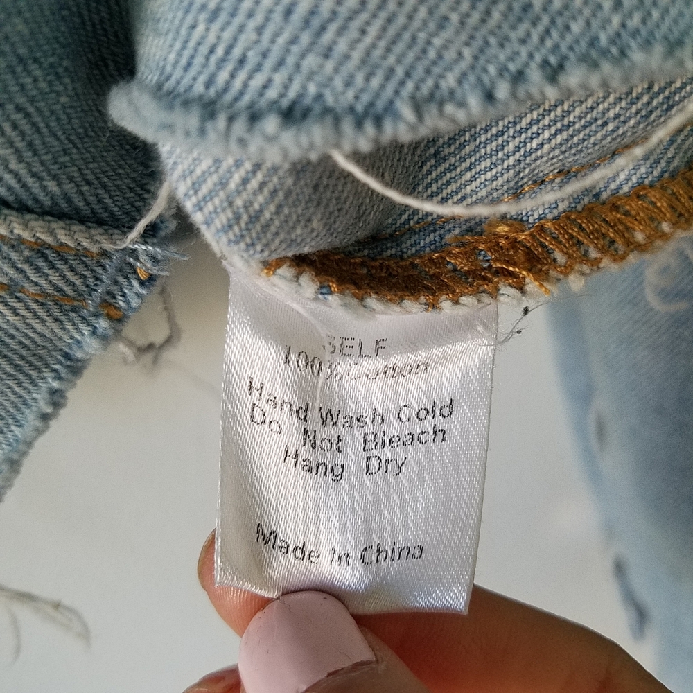 Modern Citizen Cropped Boxy Raw Hem Blue Light Wash Jacket Size Large - Picture 10 of 10